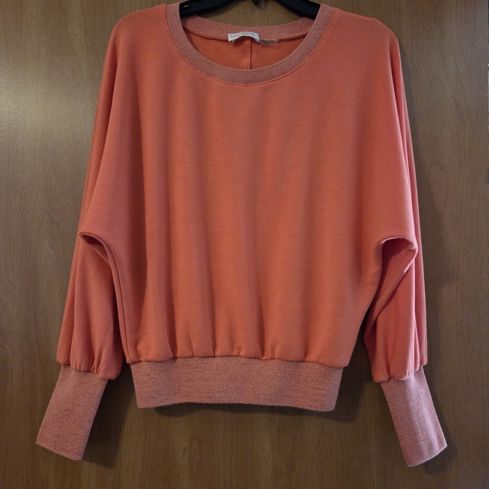 RAMY BROOK New YORK Coral Sweatshirt with Balloon Sleeves. Size XS